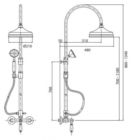 Душевая стойка Cezares MARGOT-CD-03/24-Bi золото