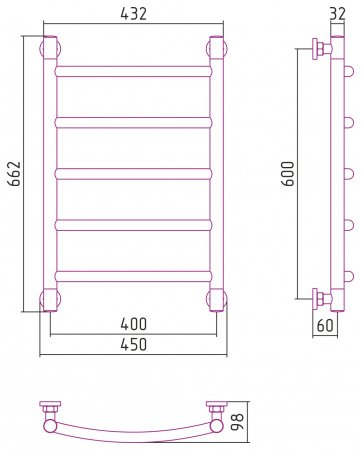 Полотенцесушитель водяной Сунержа Галант+ 60х40 золото
