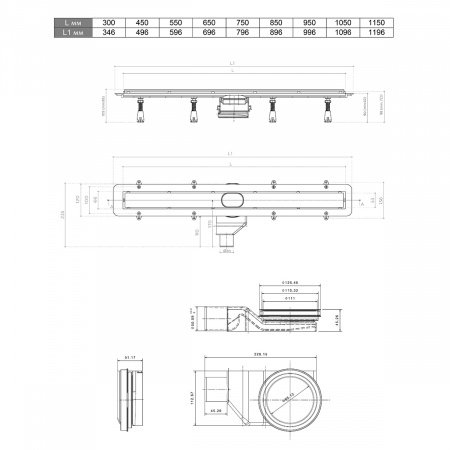 Душевой лоток Pestan Confluo Frameless Line 450 Black Glass