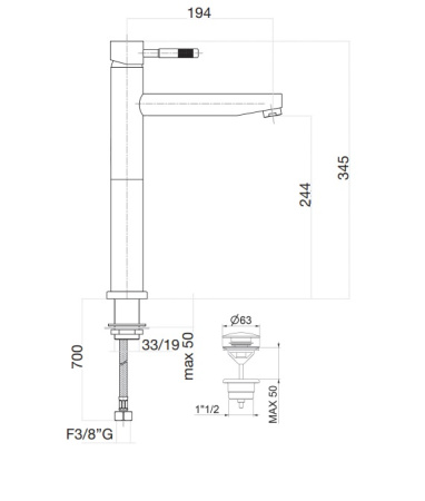 Смеситель для раковины Webert Rimini RI831402010, золото
