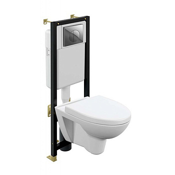 Комплект Cersanit PARVA CO DPL EO инсталляция BLACK кнопка LEON пластик хром глянцевый