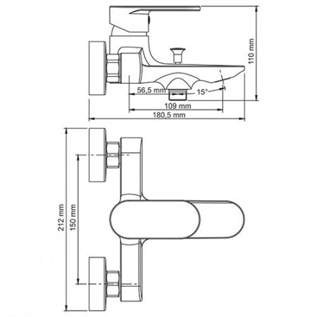 Смеситель для ванны с душем WasserKraft Elbe 7401 черный матовый