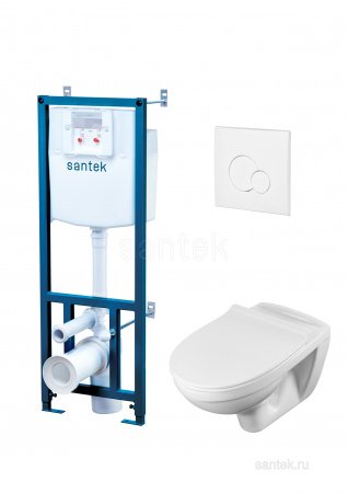 ПЭК Santek Бореаль Пэк 1WH302464 подвесная чаша + инсталляция +сиденье+панель бел. цвета