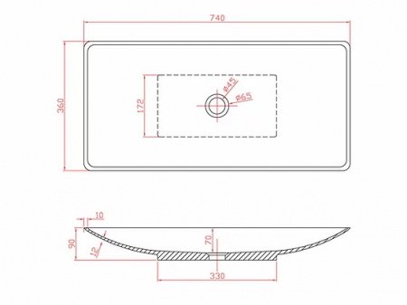 Раковина накладная 74см MonteBianco Stelvio Uno 12202 белый матовый