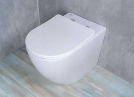 Унитаз приставной безободковый GID TRS-269 с сиденьем микролифт, белый