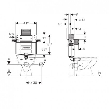 Бачок скрытого монтажа для приставных унитазов Geberit Omega 12 109.043.00.1