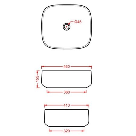 Раковина накладная 46см ArtCeram Cognac Quadro COL007 белый