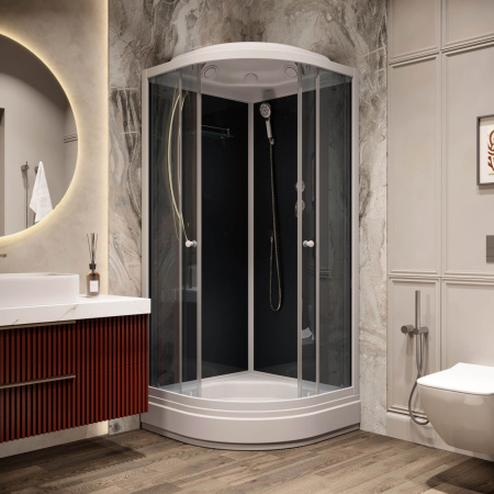 Душевая кабина Parly Classic CM101 100x100x215 профиль белый, стекло тонированное