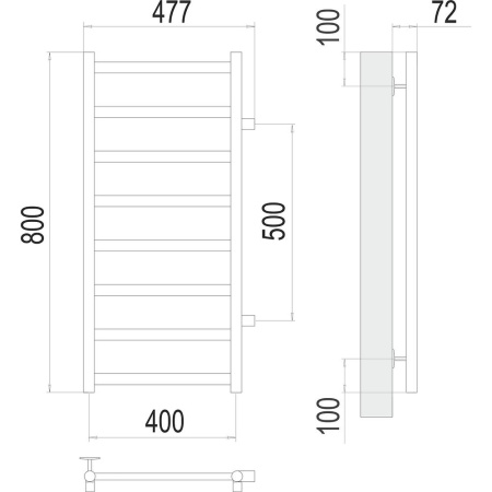 Полотенцесушитель водяной (боковое подключение) Terminus Аврора П8 40х80