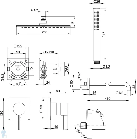 Встраиваемая душевая система Keuco IXMO 59603010002 хром