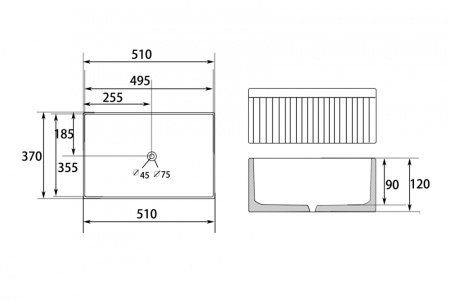 Раковина накладная 51см ABBER Rechteck AC2216 белый