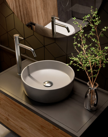 Раковина накладная 35.5см AQUAme AQM5012MFG серый матовый