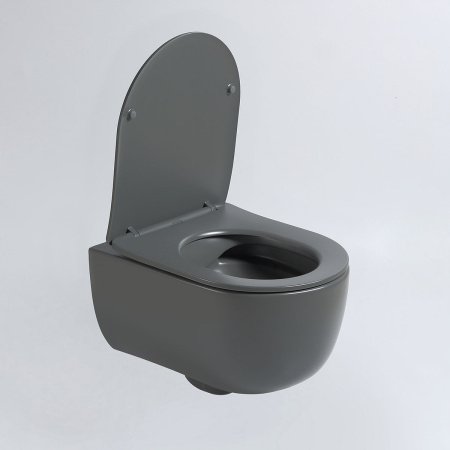 Унитаз подвесной безободковый Vincea Evo VT1-34SMA антрацит матовый, с сиденьем микролифт