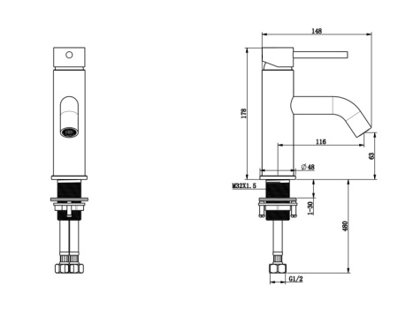 Смеситель для раковины Bronze de Luxe SCANDI 1451W, белый