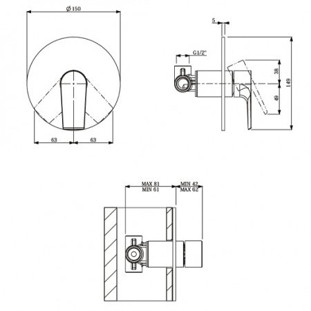 Смеситель для душа Villeroy & Boch Liberty TVS10700100061 хром