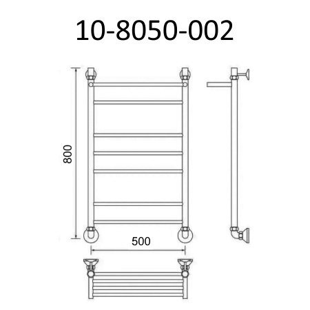 Полотенцесушитель водяной с полкой Маргроид Вид 10 80х50 хром