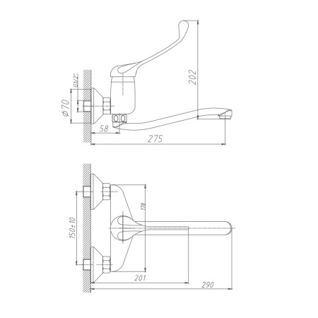 Смеситель для кухни с хирургической ручкой Haiba HB4654, хром