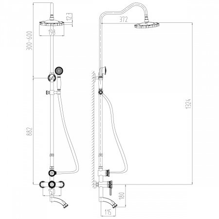 Душевая стойка Lemark Jasmine LM6662B бронза