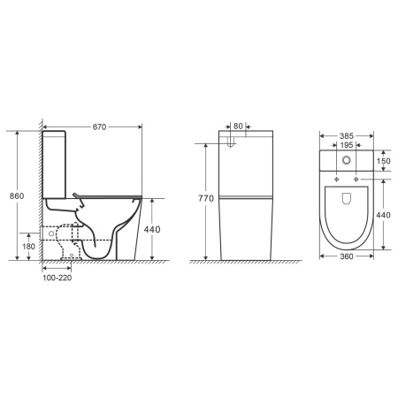 Унитаз-компакт Point Виктория PN42061 безободковый, сиденье микролифт