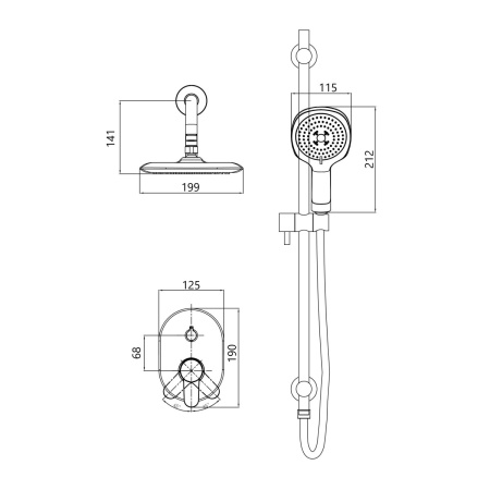 Душевая система встраиваемая D&K Rhein DA1395701, хром