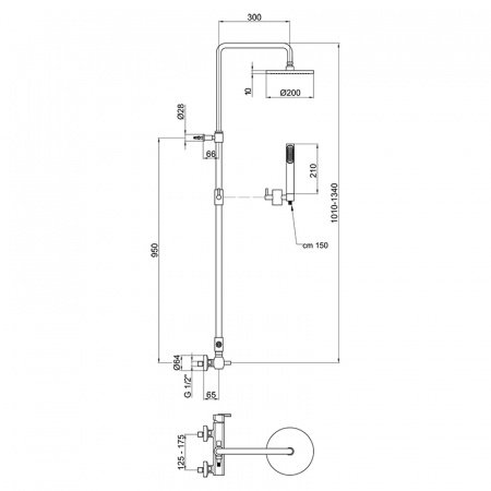 Душевая стойка Webert Azeta AZ870105015PVC хром
