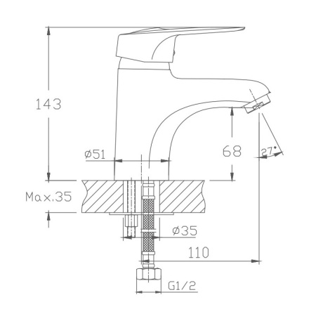 Смеситель для раковины Haiba HB1004, хром