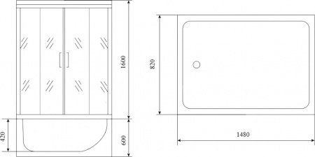 Душевая кабина Timo Lux TL-1505 148x82x220 профиль хром глянцевый, стекло прозрачное