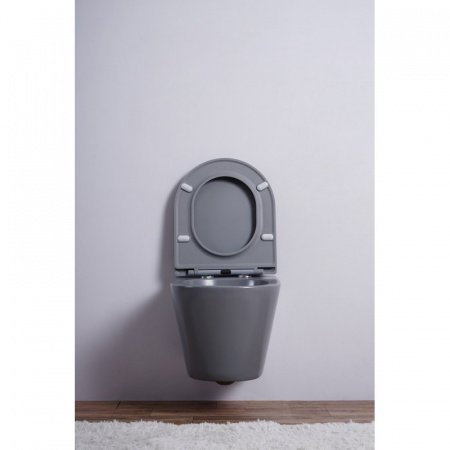 Унитаз подвесной Esbano CLAVEL серый матовый, с сиденьем микролифт