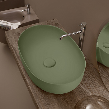 Раковина накладная 60см Kerasan Nolita 534311 зеленый матовый