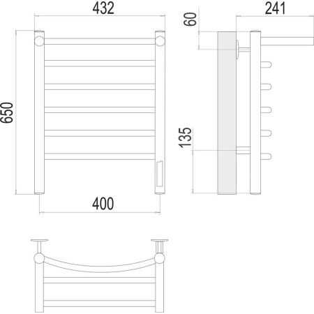 Полотенцесушитель электрический с полкой Terminus Классик П6 40х65