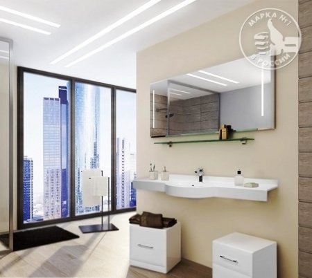 Раковина подвесная 150см Акватон Отель 1A70133NOT010 белый