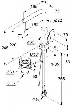 Смеситель для раковины Kludi Pure&Style 400250575 хром