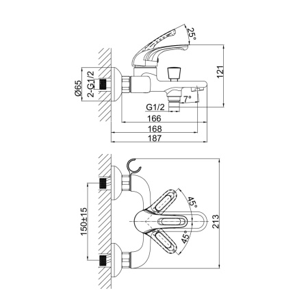Смеситель для ванны D&K Rhein DA1373201, хром