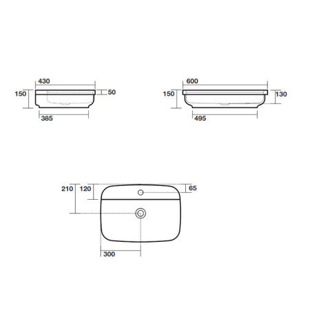 Раковина встраиваемая сверху / накладная 60см Kerasan Tribeca 514201*1 белый