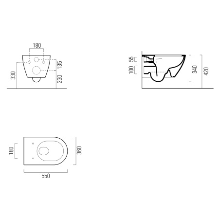 Унитаз подвесной безободковый GSI Pura 880711 белый, без сиденья