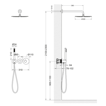 Встраиваемая душевая система с термостатом Timo Saona SX-2359/16SM белый матовый