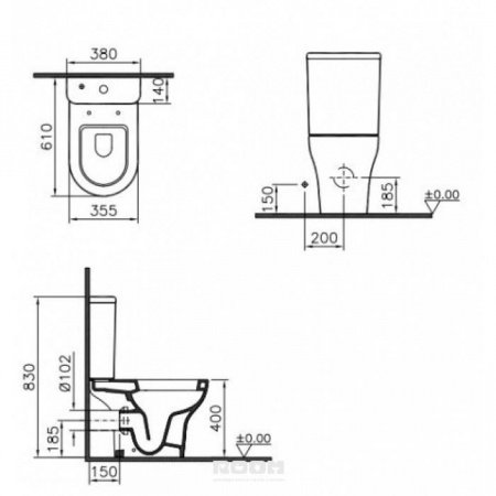 Унитаз-компакт Vitra Zentrum Open-Back 9012B003-7204 с бачком и сиденьем Микролифт