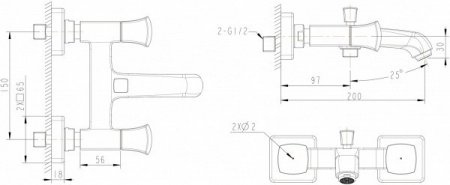 Смеситель для ванны с душем Bravat Whirlpool F578112C хром