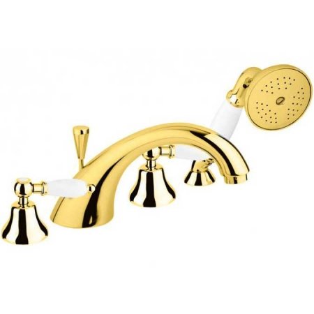 Смеситель на борт ванны Cezares First BVD ручки Белые Хром