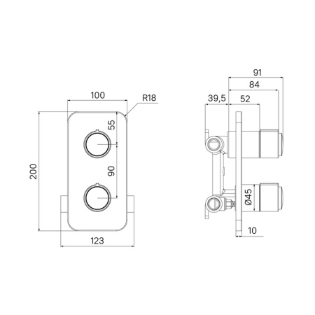 Смеситель IDDIS двумя выходами с управлением Push Control черный матовый встраиваемый Slide SLIBLBT