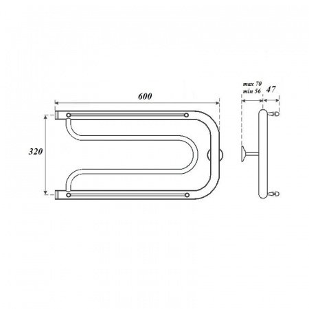 Полотенцесушитель водяной Point PN21336P 320x600 Фокстрот с полкой, хром