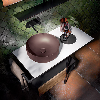 Раковина накладная 40см Kerasan Nolita 534475 коричневый матовый