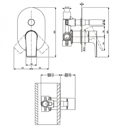Смеситель для ванны с душем Villeroy & Boch Liberty TVS10700200061 хром