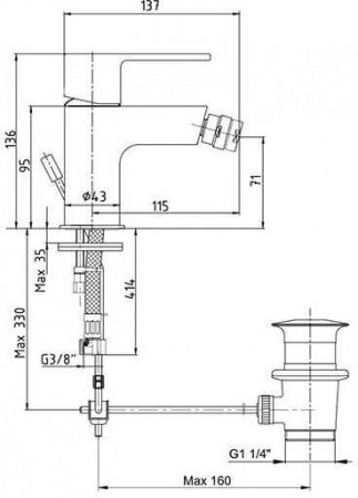 Смеситель для биде E.C.A Nita 102110151EX хром