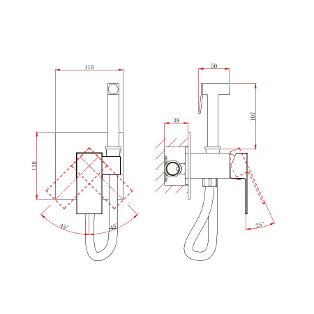 Гигиенический душ со смесителем D&K Bayern.Liszt DA1514505, черный