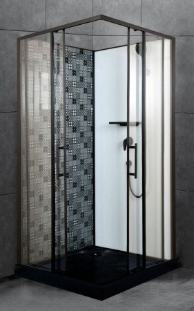 Душевая кабина Esbano Black ESKBB100СK 100x100x210см, профиль черный матовый, стекло прозрачное