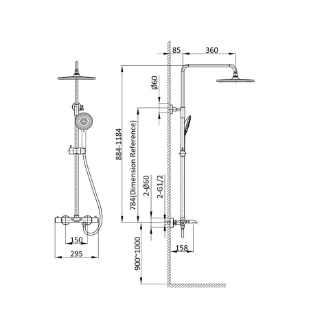Душевая стойка с термостатом Vincea Esse VSFS-1E1TCH хром