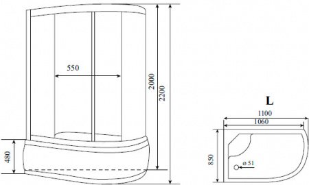 Душевая кабина Timo Standart T-1110 P R 110x85x220 профиль хром матовый, стекло прозрачное