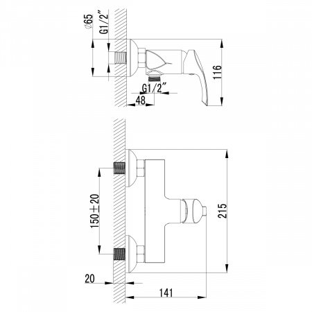 Смеситель для душа Lemark Plus Strike LM1103C хром
