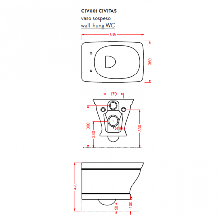Унитаз подвесной ArtCeram Civitas CIV001 белый